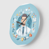 薬局の日:患者車の柱を守る ラージ壁時計 (傾斜)