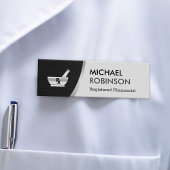 薬局の薬剤師のロゴモダンブラックシルバー 名札