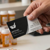 薬局の薬剤師のロゴモダン- Black Silver マグネット名刺