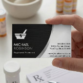薬局の薬剤師のロゴモダン- Black Silver マグネット名刺