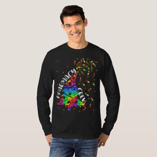 薬局クリスマスクルーおもしろいクリスマス薬局ギフト Tシャツ (正面フル)