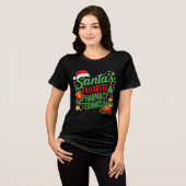 薬局クリスマスサンタお気に入りのー薬学技術 トライブレンドＴシャツ (正面全面)
