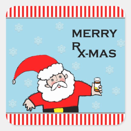 薬局クリスマスホリデースタンプ スクエアシール (正面)