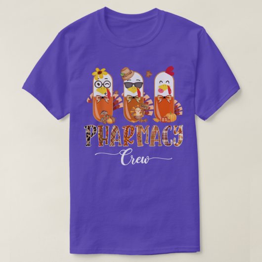 薬局クルーかわいいトルコのピル薬局者感謝祭 Tシャツ (デザイン正面)