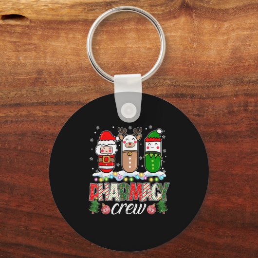 薬局クルーのクリスマスピル雪だるまトナカイさん キーホルダー (正面)