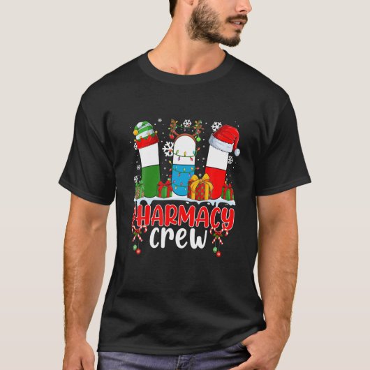 薬局クルークリスマスおもしろいスリーピルズ小妖精や小人 Tシャツ (正面)