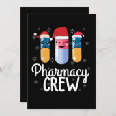 薬局クルー。薬剤師クリスマスTシャツ 招待状 (正面/裏面)