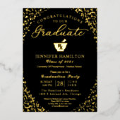 薬局スクールグラードパーティーブラック金ゴールド 箔招待状 (正面)