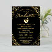 薬局スクールグラードパーティーブラック金ゴールド 箔招待状 (立ち正面)