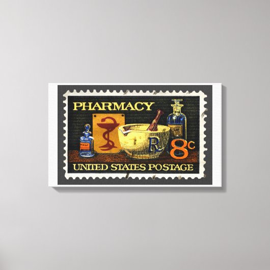 薬局スタンプとヒゲアのボウル キャンバスプリント (正面)