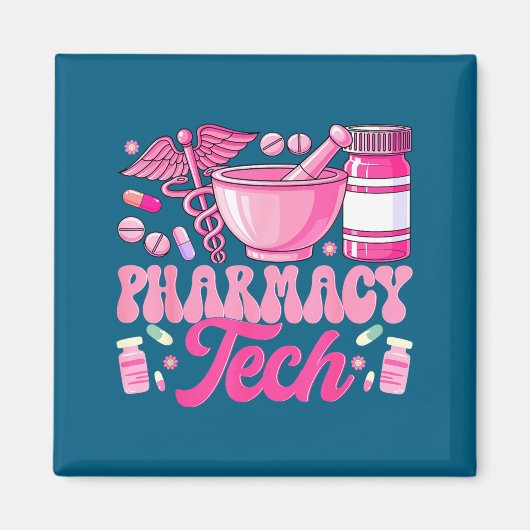 薬局テクニシャン 薬剤師 学生 マグネット (正面)