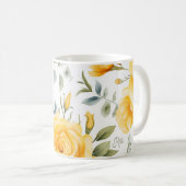 薬局パーソナライズされたマグイエローローズ コーヒーマグカップ (正面右)