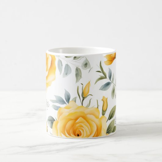 薬局パーソナライズされたマグイエローローズ コーヒーマグカップ (中央)