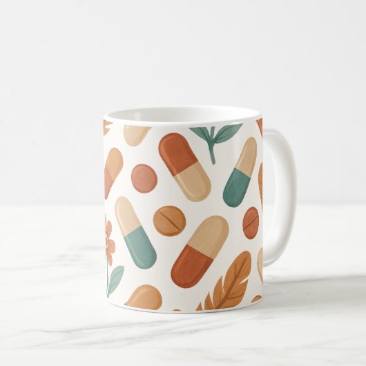 薬局パーソナライズされたマグボホデイジーフェザー コーヒーマグカップ (正面右)