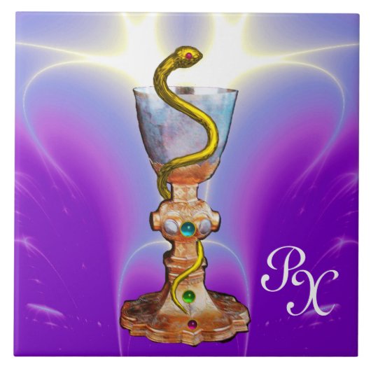 薬局パープルの処方薬のヒゲアモノグラムのボウル タイル (正面)