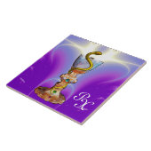 薬局パープルの処方薬のヒゲアモノグラムのボウル タイル (側面)