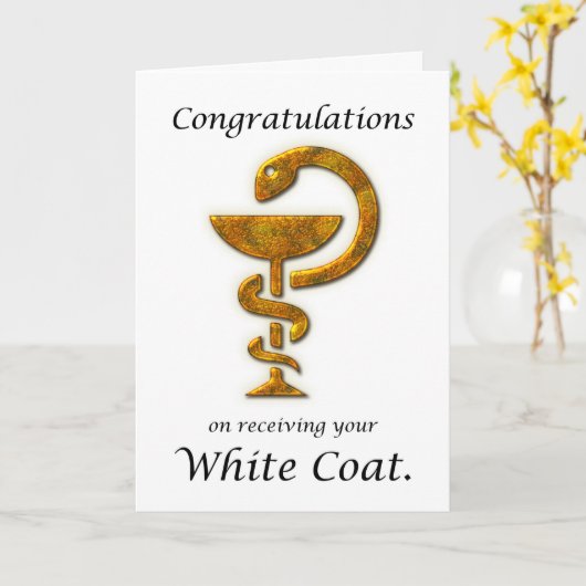 薬局ホワイトコート式おめでとうございます カード (黄色い花)