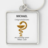 薬局ホワイトコート式おめでとうございます キーホルダー (正面)