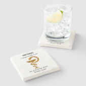 薬局ホワイトコート式おめでとうございます ストーンコースター (横)