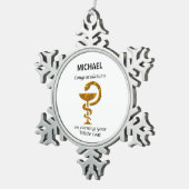 薬局ホワイトコート式おめでとうございます スノーフレークピューターオーナメント (右)