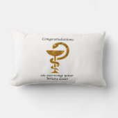 薬局ホワイトコート式おめでとうございます ランバークッション (正面)