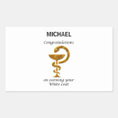 薬局ホワイトコート式おめでとうございます 長方形シール (正面)