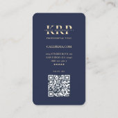 薬局モダン医局ダークブルー金ゴールド 名刺 (裏面)