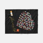 薬局ライフ薬剤師ハートハッピーバレンタインD フリースブランケット (正面(横))