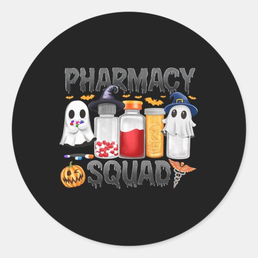 薬局不気味分隊幽霊ピルズ薬剤師テック ラウンドシール (正面)