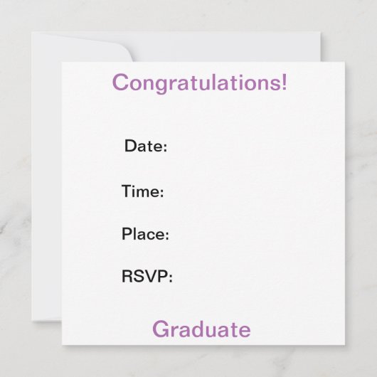 薬局卒業発表 招待状 (裏面)