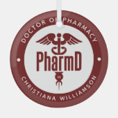 薬局卒業薬剤師PharmD医師 ガラスオーナメント (正面)