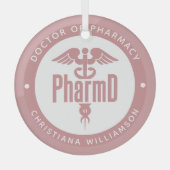 薬局卒業薬剤師PharmD医師 ガラスオーナメント (正面)