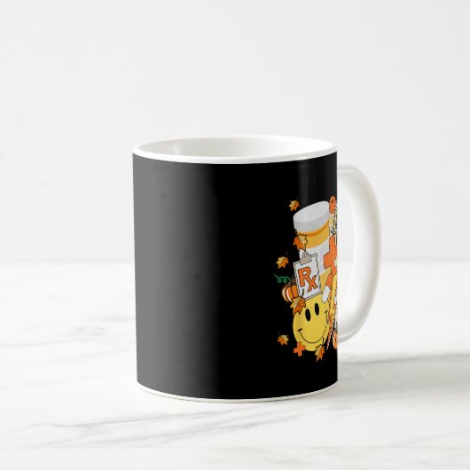 薬局技術技術者薬剤師学生秋V コーヒーマグカップ (正面右)