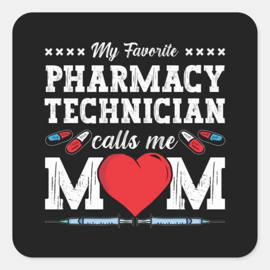 薬局技術者がMom Tech薬剤師に電話する スクエアシール (正面)