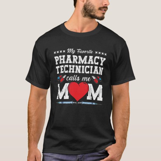 薬局技術者がMom Tech薬剤師に電話する Tシャツ (正面)