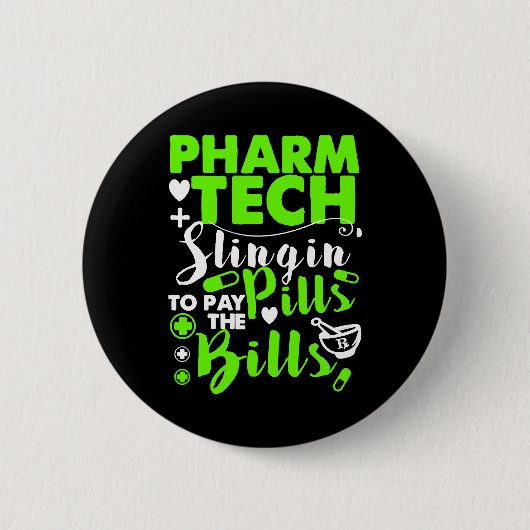 薬局技術者の面白いシャツ 缶バッジ (正面)