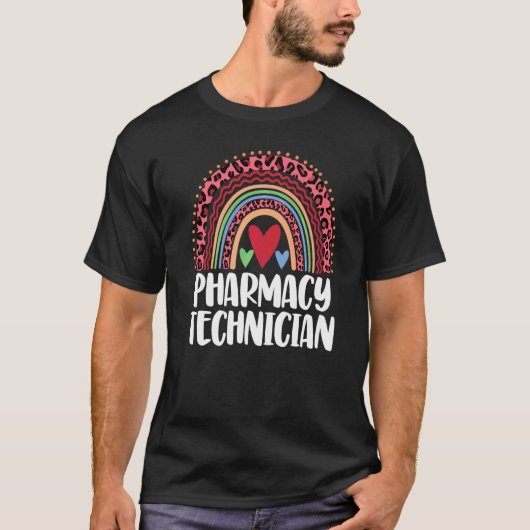 薬局技術者レインボーメンレオパード虹L Tシャツ (正面)