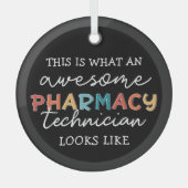 薬局技術者素晴らし薬局技術おもしろい ガラスオーナメント (正面)