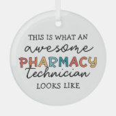 薬局技術者素晴らし薬局技術おもしろい ガラスオーナメント (正面)