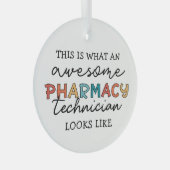 薬局技術者素晴らし薬局技術おもしろい ガラスオーナメント (正面右)