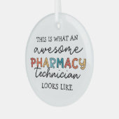 薬局技術者素晴らし薬局技術おもしろい ガラスオーナメント (正面左)