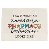 薬局技術者素晴らし薬局技術おもしろい ラージペーパーバッグ (裏面)