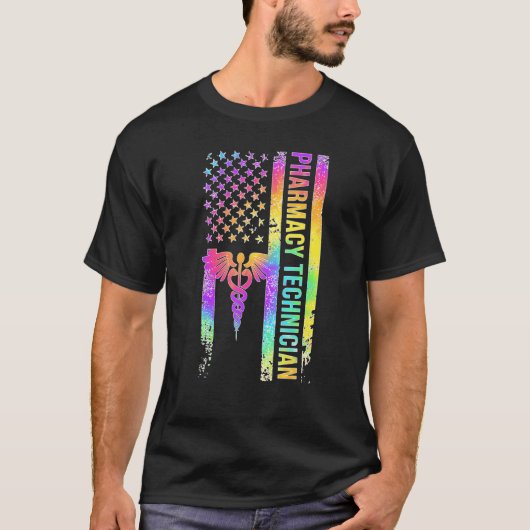 薬局技術者USフラッグ薬局Tech Pharm Te Tシャツ (正面)