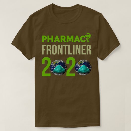 薬局用フロントライナー2020年の球体付きマスク Tシャツ (デザイン正面)