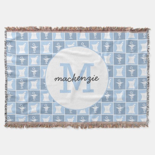 薬局記号 |薬剤師 |薬局のカスタム スローブランケット (正面)