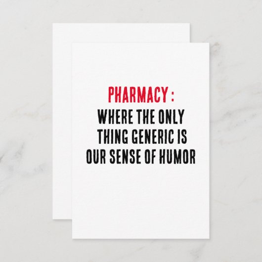 薬局:唯一の一般的な物が私たちの サンキューカード (正面/裏面)