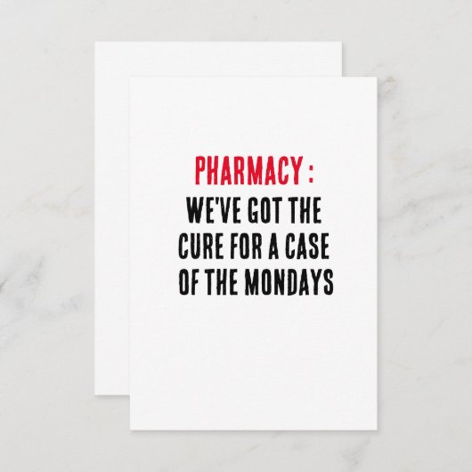 薬局：私たちは得のケースのための治療を持っている サンキューカード (正面/裏面)