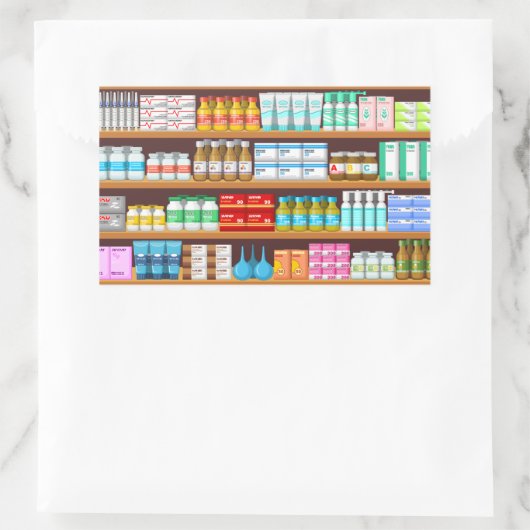 薬局 長方形シール (バッグ)