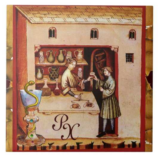 薬局HYGEIAモノグラム薬ボウル タイル (正面)