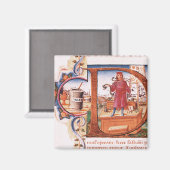 薬屋を描いた歴史的イニシャル「D」 マグネット (正面/裏面)